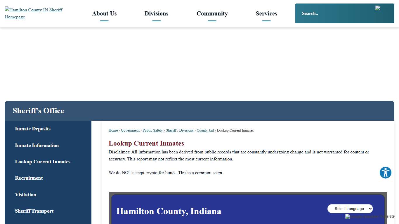 Lookup Current Inmates Hamilton County, IN